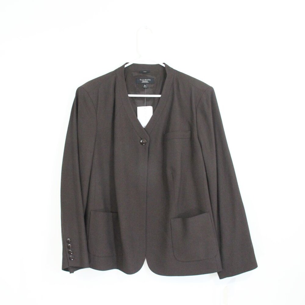 Talbots Plus Size Jacket Women 16W petite New Professional Blazer brown